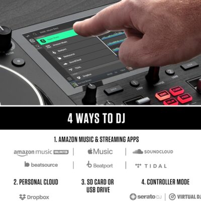 Numark Mixstream Pro+ DJ Controller with Stem Separation, 2 Decks, Wi-Fi Streaming, Mixer, 7 Touchscreen, Speakers, works with Serato and Virtual DJ