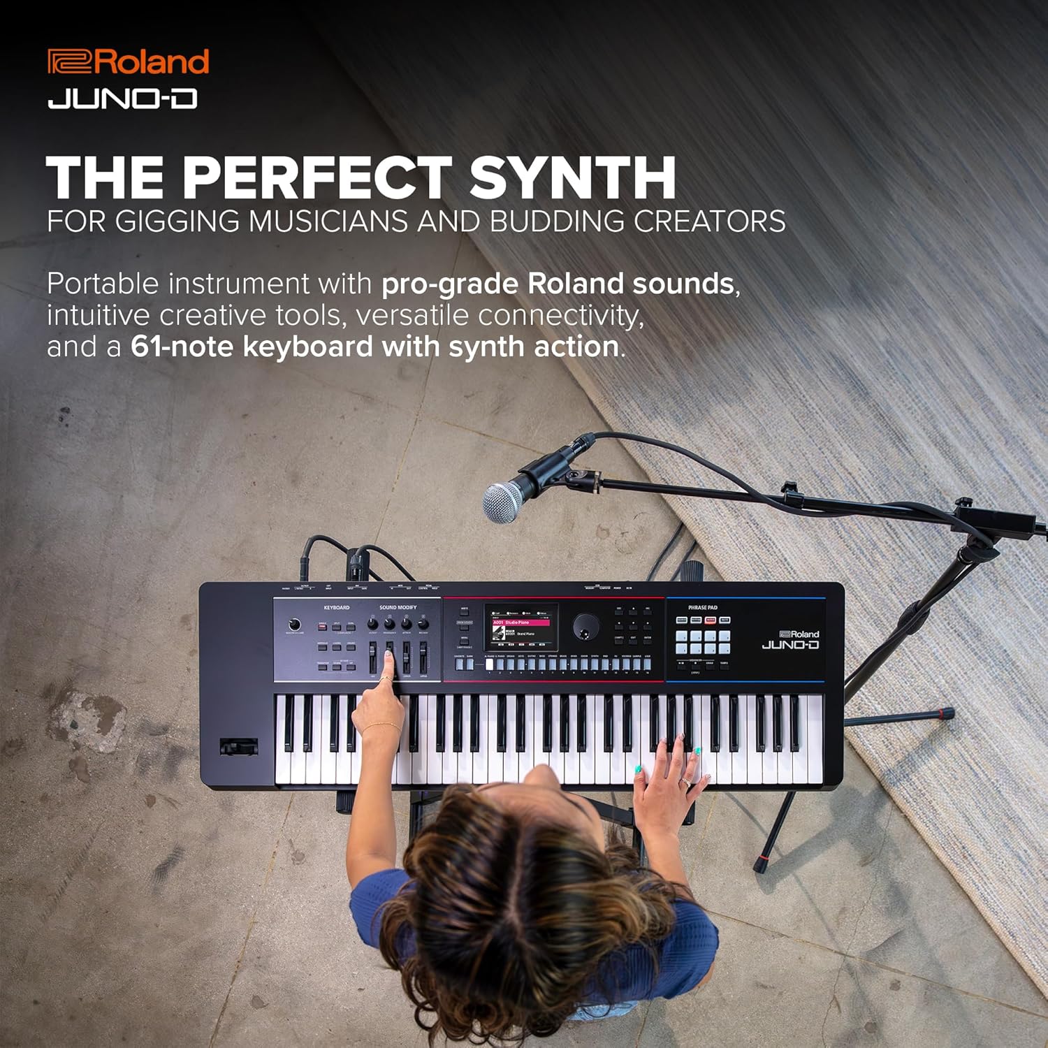 Roland JUNO-D6 Synthesizer | 61-Note Keyboard with Synth Action | ZEN-Core Engine with Over 3800 Onboard Sounds | Intuitive Creative Tools | USB-C Audio/MIDI Interface for Mobile & Computers