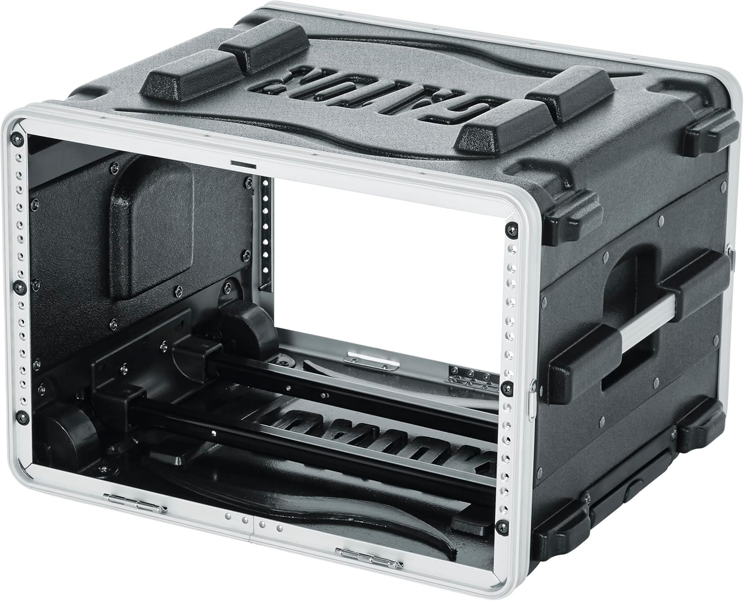 Gator Cases Lightweight Rolling 6U Rack Case with Heavy Duty Latches, Retractable Tow Handle, and Recessed Wheels, Standard 19.25 depth, (GRR-6L)