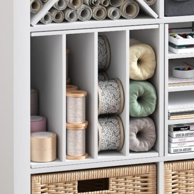 Furinno Cubicle Cube Insert, 3-Shelf Cube Organizer, 3-Tier Shelf Accessory, Fits into Furinno Triple Thick Cubes, IKEA Kallax, for Organizers and Storage, White