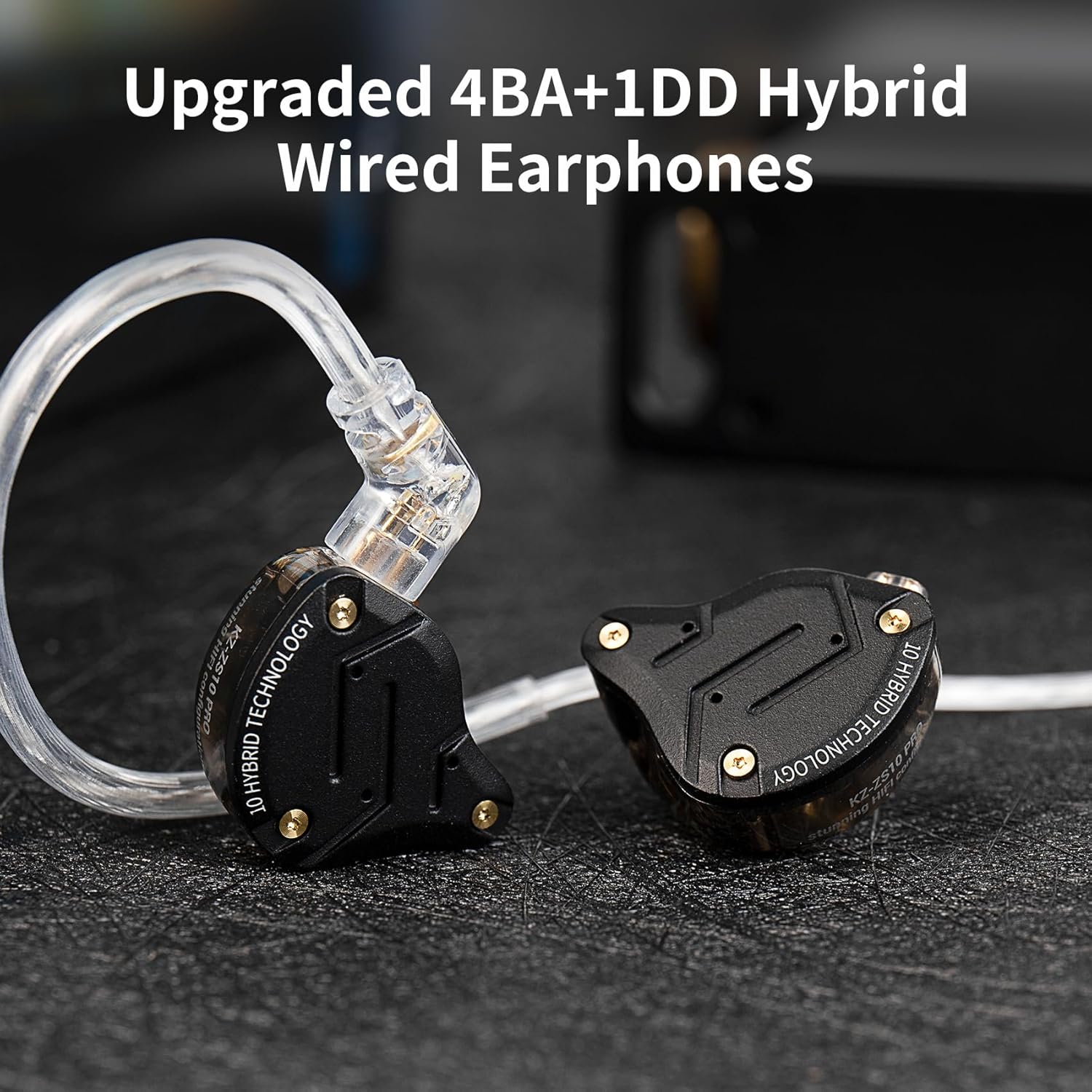 Gaming Earbuds Headphone, KZ ZS10 Pro Gaming for IEM Earphone, KZ in Ear Monitor IEM HiFi Earphone Earbuds with 5 Driver 4BA 1DD with Detachable 0.75mm 2 Pin Cable for Singer (Purple No Mic)…