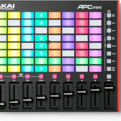 Akai Professional APC Mini MK2 – USB MIDI Pad Controller for Clip Launching with Ableton Live Lite, 64 RGB Pads, Drum and Note Mode and MIDI Mixer