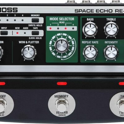 Boss RE-202 Space Echo Delay and Reverb Effects Bundle with Gearlux Instrument Cable, Patch Cable, and Picks