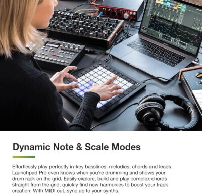 81lClU5ONwL. AC SL1500 Novation Launchpad Pro MK3, MIDI 64-Grid Controller and Sequencer for Ableton Live, Logic Pro and Hardware, 64 Sensitive RGB Pads, Dynamic Note Playing, Chord and Scale Modes