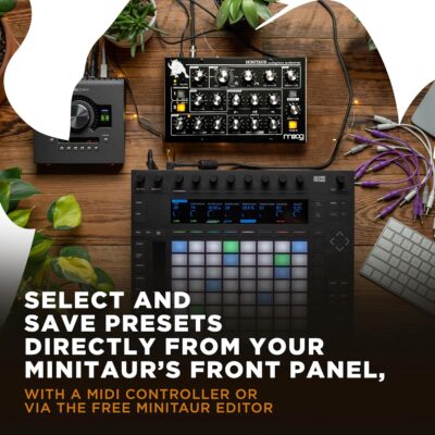 MOOG Minitaur – Analog Bass Synthesizer Module with Headphone Amp, 128 Presets, Software Editor