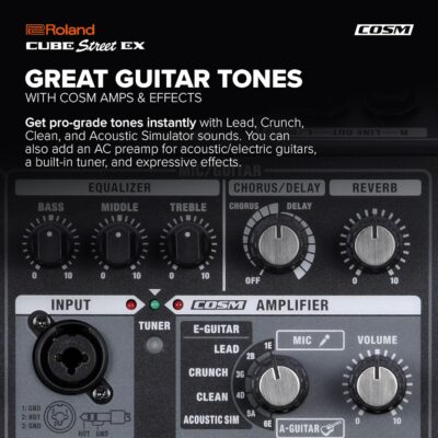 Roland Cube Street EX | Battery-Powered 50W Stereo Amplifier | Clear, Dynamic Sound | Ideal for Outdoor Performances | Supports Mics, Instruments & Audio Devices | COSM Tones for Electric Guitar