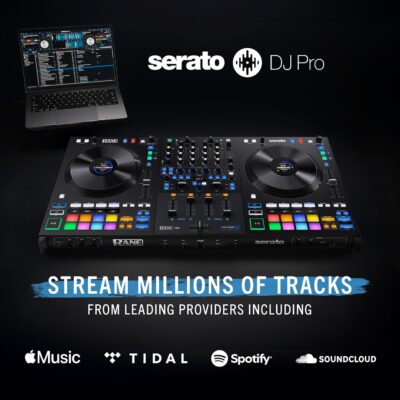 RANE FOUR Stems DJ Controller with 4 Decks, 8.5 Jog Wheels with Displays, Mixer with Internal FX, Serato DJ Pro and Pitch n Time Included