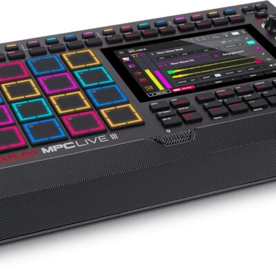 Akai Professional MPC Live III Standalone Portable Music Production Center with MPCe Pads, Sequencer, Touchscreen, Mic, Stereo Monitors, Audio Interface, Wi-Fi, Bluetooth, Battery, Touchstrip
