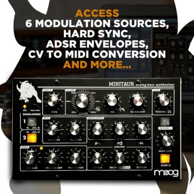 MOOG Minitaur – Analog Bass Synthesizer Module with Headphone Amp, 128 Presets, Software Editor
