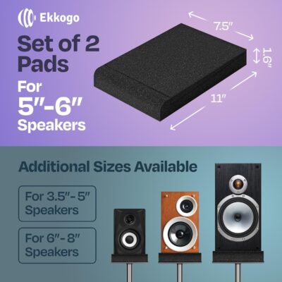 Studio Monitor Isolation Pads Premium Acoustic Foam Elevates Audio Ideal for 5 Inch Speakers Enhanced with Vibredux HD Foam for Superior Isolation