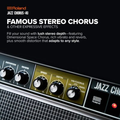 Roland JC-40 Jazz Chorus | Compact Guitar Amp | Iconic JC Clean Tone | Signature Dimensional Space Chorus Effect | Powerful 40-Watt Stereo Amp | Dual 10 Speakers | Enhances Pedals, Multi-FX & More