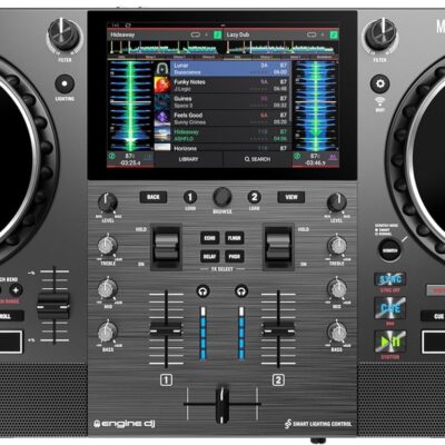 Numark Mixstream Pro Go Portable DJ Controller with Battery, Mixer with Stem Separation, Speakers, WiFi Streaming, Touchscreen, works with Serato DJ