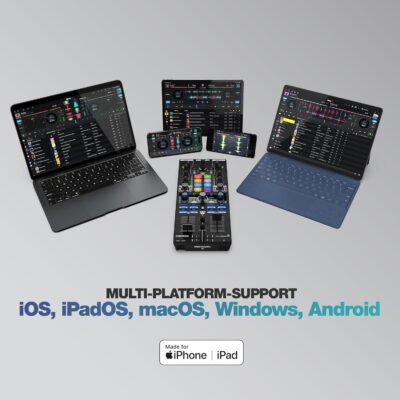 Reloop Mixtour Pro High-quality, ultra-portable, all-in-one four-deck DJ controller with audio interface