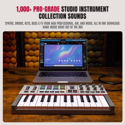 81oHl0MXRJL. AC SL1500 Akai Professional MPK Mini IV USB-C MIDI Keyboard Controller for Beginners and Producers – MPC Drum Pads, 360° Knobs, Pitch and Mod Wheels, Production Software, Native Instruments Sound Package, Grey