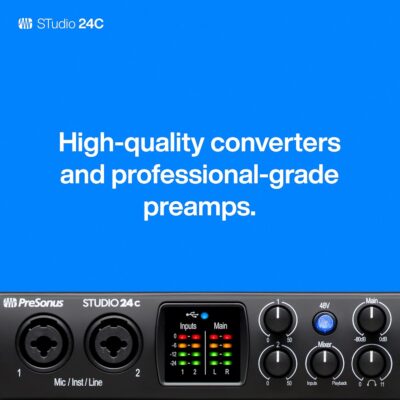 PreSonus Studio 24c 2×2, 192 kHz, USB Audio Interface with Studio One DAW Recording Software
