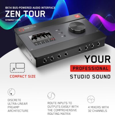 Antelope Audio Zen Tour Synergy Core Audio Interface – 18 X 26 Desktop Thunderbolt 3 & USB Interface w/Onboard FX DSP Audio Processor – Portable Studio Audio Mixer for Recording Music, Podcast & More