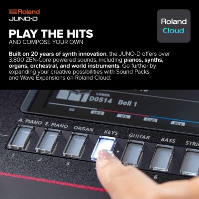 81oUW4QW BL. AC SL1500 Roland JUNO-D6 Synthesizer | 61-Note Keyboard with Synth Action | ZEN-Core Engine with Over 3800 Onboard Sounds | Intuitive Creative Tools | USB-C Audio/MIDI Interface for Mobile & Computers