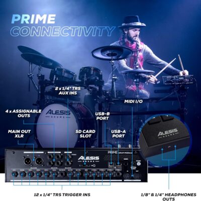 Alesis Strata Prime Electric Drum Set with Touch Screen, Triple-Zone ARC Cymbals, Active Magnetic Hi-Hat Controller, Dual-Zone Mesh Heads, 20 Kick, 215,000 Multi-Channel Samples