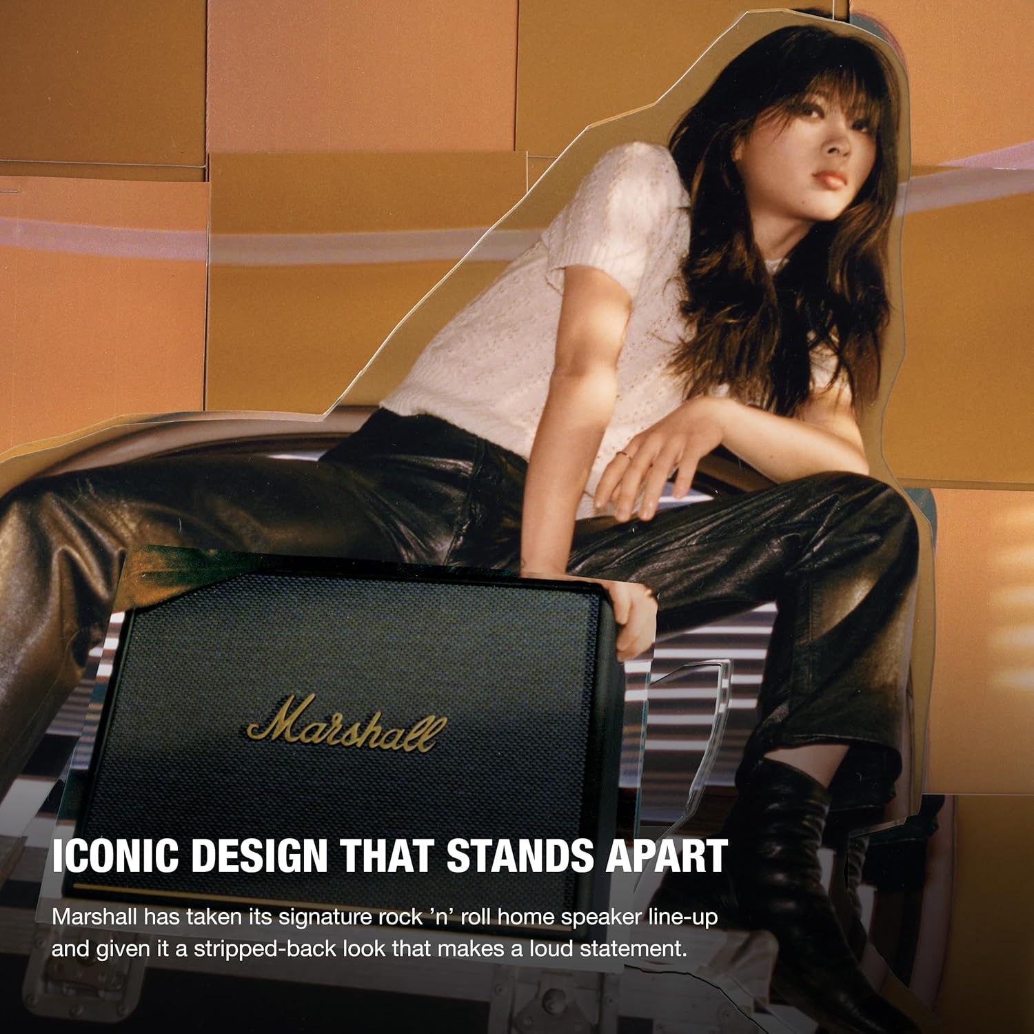 Marshall Woburn III Bluetooth Home Speaker – Loud Stereo Sound with Bass and Treble Controls | Plug-in Powered | Record Player Compatible | HDMI, RCA, 3.5 mm Aux Inputs – Black