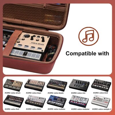 LTGEM Case Compatible with KORG Volca FM2 / Drum/Keys/Beats/Mix/Kick/Bass/Nubass/Modular/Sample 2 Digital Synthesizer, Office Travel Carrying Storage Bag – Brown(Case Only)