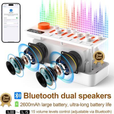 81r9dIm9KcL. AC SL1500 3-in-1 Sleep Sound Machine with 8 Mixable Nature Sounds, Portable Bluetooth Speaker & 12-Color Night Light, White Noise, Sleep Timer & Breathing Exercises for Babies, Kids, and Adults