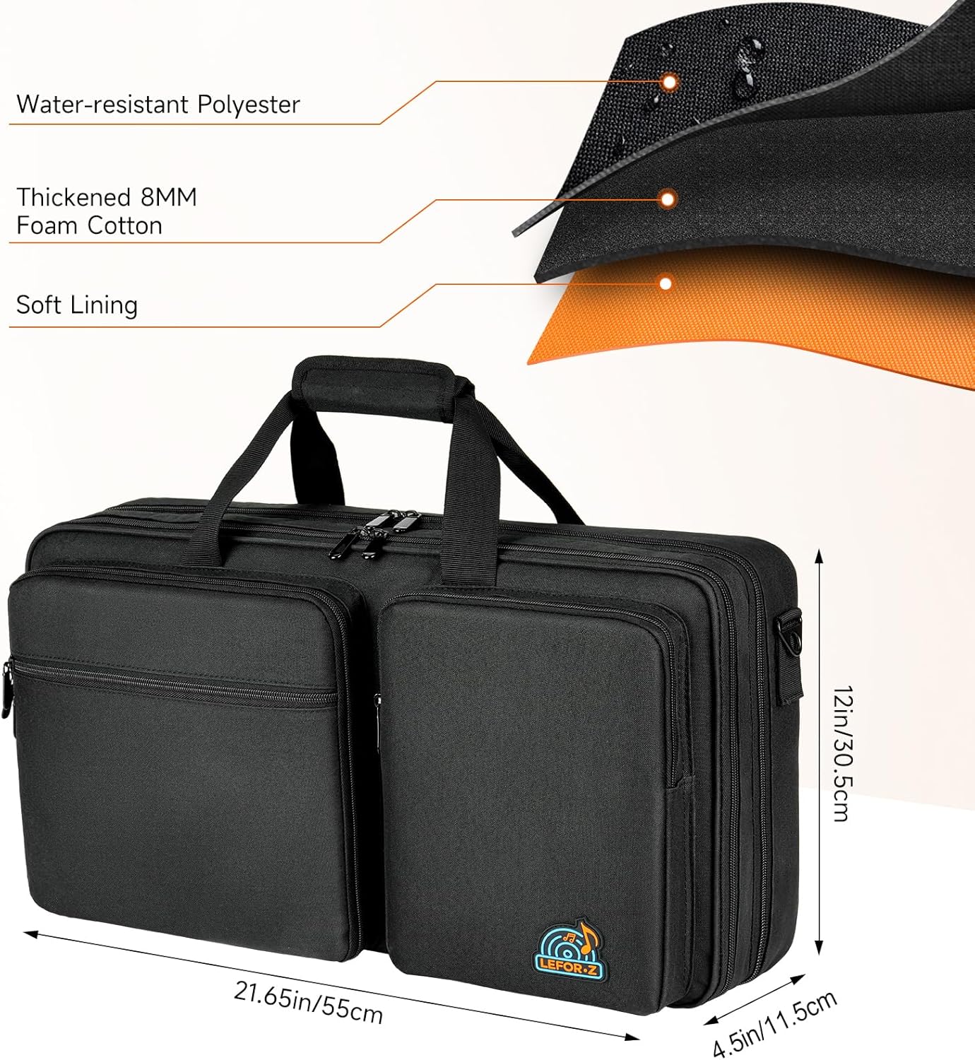 DJ Controller Case Compatible with Pioneer DDJ-FLX4/DDJ-REV1/DDJ-400/DDJ-SB3/DDJ-RB,Padded DJ Controller Storage Bag Fits for Numark Mixtrack Pro FX/Platinum FX/Roland DJ-202 (21.5 x 12 x 2.5 in)