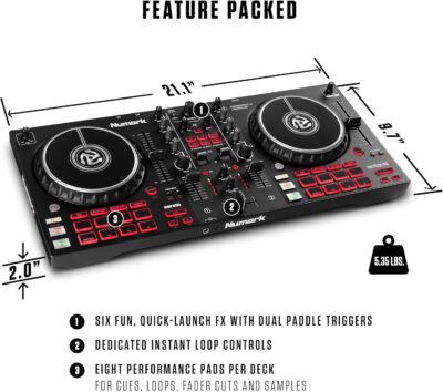 81sK8qEcWL. AC SL1500 Numark Mixtrack Pro FX Serato DJ Controller with 2 Decks, Mixer, Effects Paddles and Audio Interface