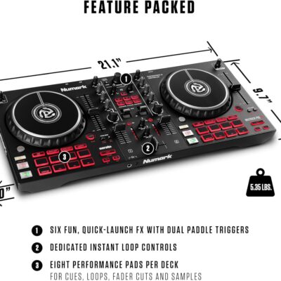 81sK8qEcWL. AC SL1500 Numark Mixtrack Pro FX Serato DJ Controller with 2 Decks, Mixer, Effects Paddles and Audio Interface
