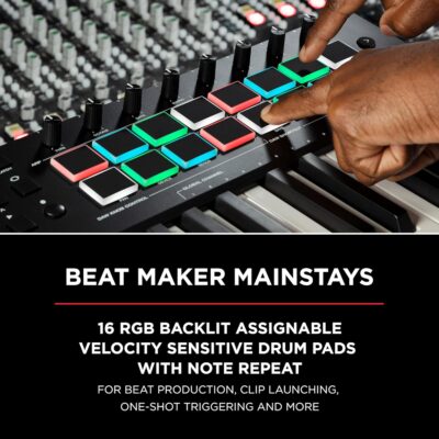 81skJRldJhL. AC SL1500 M-AUDIO Oxygen Pro 49 Key USB MIDI Keyboard Controller With Beat Pads, MIDI-assignable Knobs, Buttons and Faders, and Native Instruments Sound Package (NKS Integration)