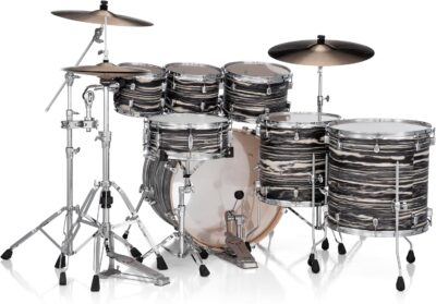 Pearl Decade Maple Artisan Limited Edition 7-pc. Shell Pack With All Maple Shells, Satin Lacquer Finish Black Satin Marble