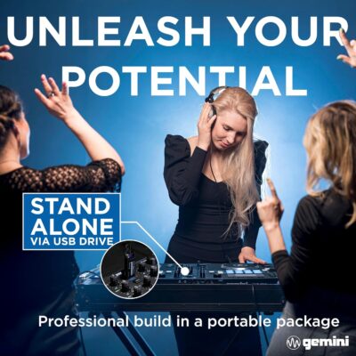 Gemini Sound GMX Versatile DJ Controller & Media Player – Compact USB/MIDI System with VirtualDJ LE, Ideal for Mobile DJs & Live Performances