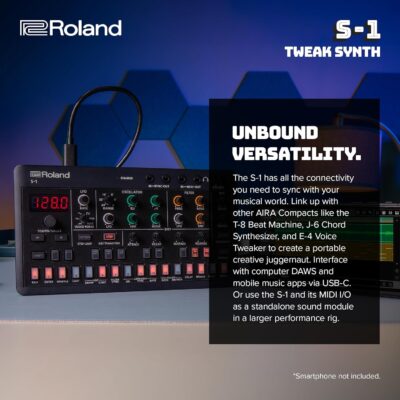 Roland AIRA Compact S-1 Tweak Synth | Ultra-Portable Micro Polysynth with Advanced Tools | D-Motion Sound Control