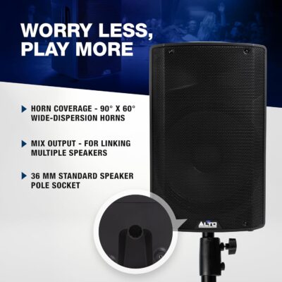 ALTO TX415 700W 15 Powered PA Speaker with TWS Bluetooth, 2-Channel Mixer, for Outdoor DJ or Band Performances, Rehersals, Venues or Events
