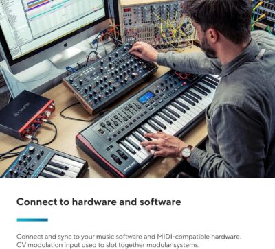 Novation Peak 8-Voice Desktop Polyphonic Synthesiser with 2 LFOs per voice, 16-slot modulation matrix, 3 analogue distortion points, and digital effects