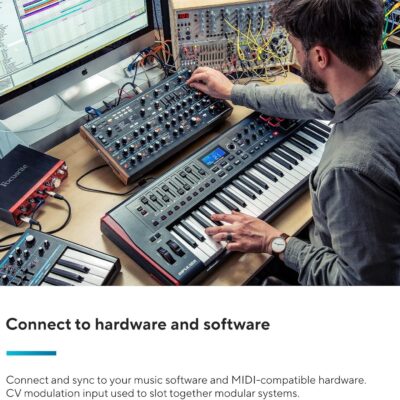Novation Peak 8-Voice Desktop Polyphonic Synthesiser with 2 LFOs per voice, 16-slot modulation matrix, 3 analogue distortion points, and digital effects