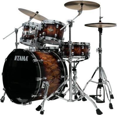 Tama WBS52LS Starclassic Walnut/Birch 5-Piece Drum Kit – Molten Brown Burst Bundle with Drumsticks, Drumstick Bag, and Austin Bazaar Polishing Cloth