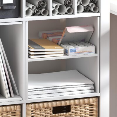 Furinno Cubicle Cube Insert, H-Shelf Cube Organizer, 2-Tier Shelf Accessory, Fits into Furinno Triple Thick Cubes, IKEA Kallax, for Organizers and Storage, White