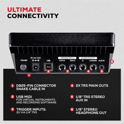 Alesis Nitro Ultimate Electric Drum Set with Dual Zone Quiet Mesh Pads, Movable Hi-Hat, 640 Authentic BFD Sounds and 52 Kits, Bluetooth, Drumeo, USB MIDI, Double Kick Compatible