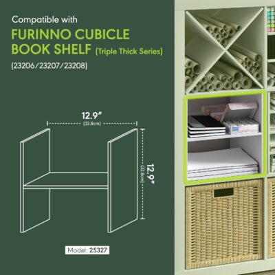 Furinno Cubicle Cube Insert, H-Shelf Cube Organizer, 2-Tier Shelf Accessory, Fits into Furinno Triple Thick Cubes, IKEA Kallax, for Organizers and Storage, White