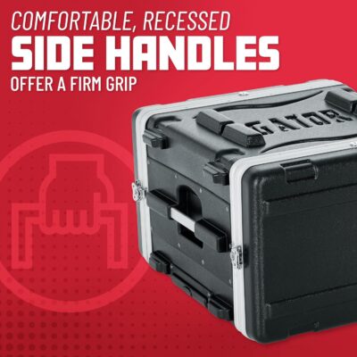 81wiEl662CL. AC SL1500 Gator Cases Lightweight Rolling 6U Rack Case with Heavy Duty Latches, Retractable Tow Handle, and Recessed Wheels, Standard 19.25 depth, (GRR-6L)