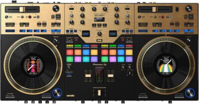 Pioneer DDJ-REV7-N Scratch-Style 2-Channel Professional DJ Controller – Gold Bundle with Case, Headphones, XLR Cable, and Austin Bazaar Polishing Cloth