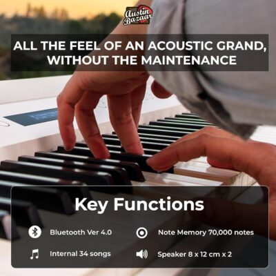 Roland FP-90X 88-Key Digital Piano – Black Bundle with Adjustable Stand, Bench, Sustain Pedal, Online Piano Lessons, Instructional DVD, and Austin Bazaar Polishing Cloth