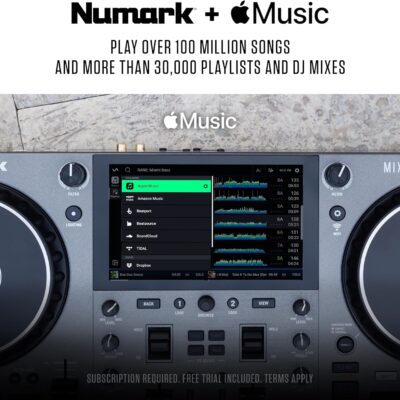 Numark Mixstream Pro Go Portable DJ Controller with Battery, Mixer with Stem Separation, Speakers, WiFi Streaming, Touchscreen, works with Serato DJ