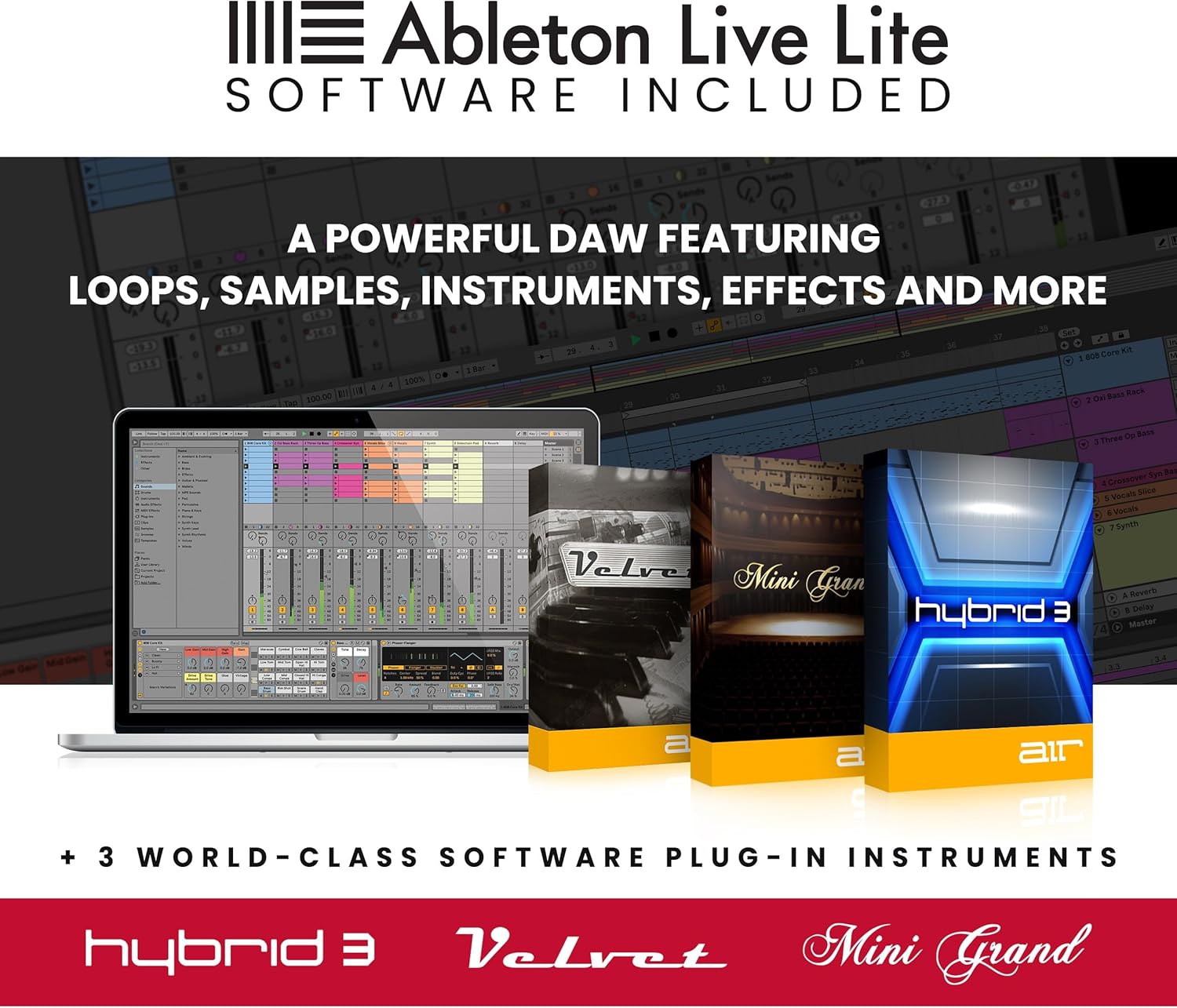 Akai Professional APC40 MKII – USB MIDI Controller for 1 to 1 Mapping with Ableton Live Lite with 5×8 Clip Launch Matrix, Knobs and Faders, Pro Software Suite Included