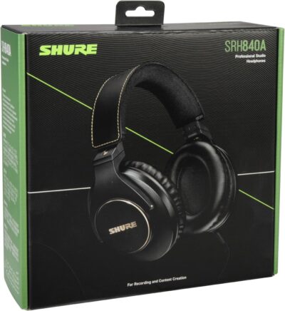 Shure SRH840A Professional Over-Ear Wired Studio Headphones – Critical Listening & Monitoring Headset with Tailored Frequency Response, Detailed Sound, Adjustable & Collapsible Design, Black