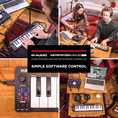 M-AUDIO Keystation Mini 32 MK3 USB MIDI Keyboard Controller with 32 Velocity Sensitive Mini Keys and Recording Software Included
