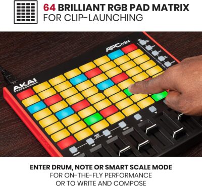Akai Professional APC Mini MK2 – USB MIDI Pad Controller for Clip Launching with Ableton Live Lite, 64 RGB Pads, Drum and Note Mode and MIDI Mixer