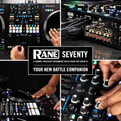 RANE DJ SEVENTY – Two Channel DJ Mixer for Serato DJ with Akai Professional MPC Performance Pads Internal DJ FX and Three Contactless MAG FOUR Faders