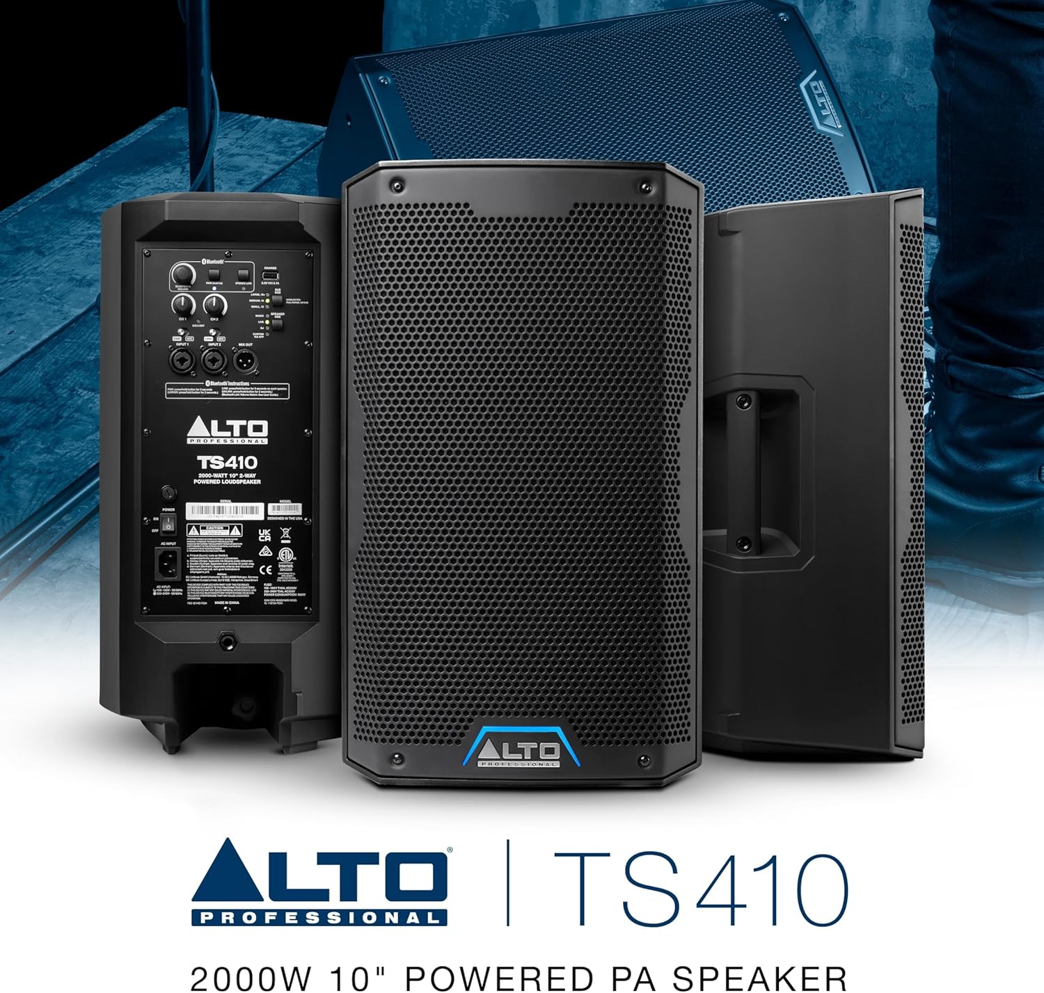 ALTO TS410 2000W 10 Powered PA Speaker with 3 Channel Mixer, Bluetooth Streaming, Wireless Loudspeaker Linking, DSP App
