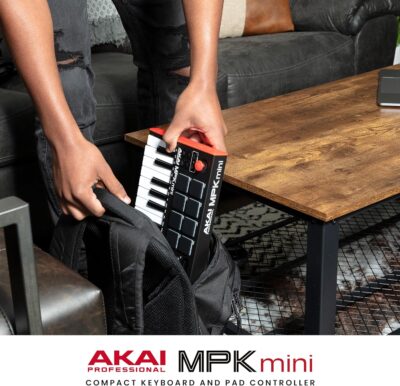 Akai Professional MPK Mini MK3 25 Key USB MIDI Keyboard Controller With 8 Backlit Drum Pads, 8 Knobs, Music Production Software and Native Instruments Sound Package (NKS Integration)
